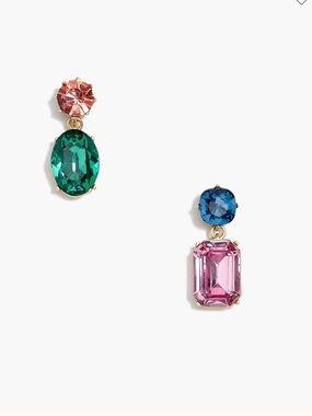 J CREW Multi-color Mismatch vintage-inspired crystal statement earrings